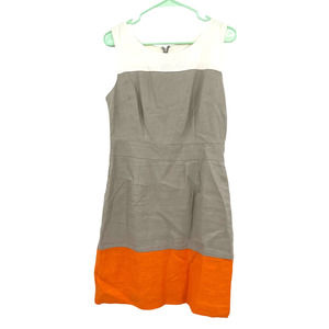 Banana Republic size 8 NEW sleeveless dress white orange tan gray lined‎ linen